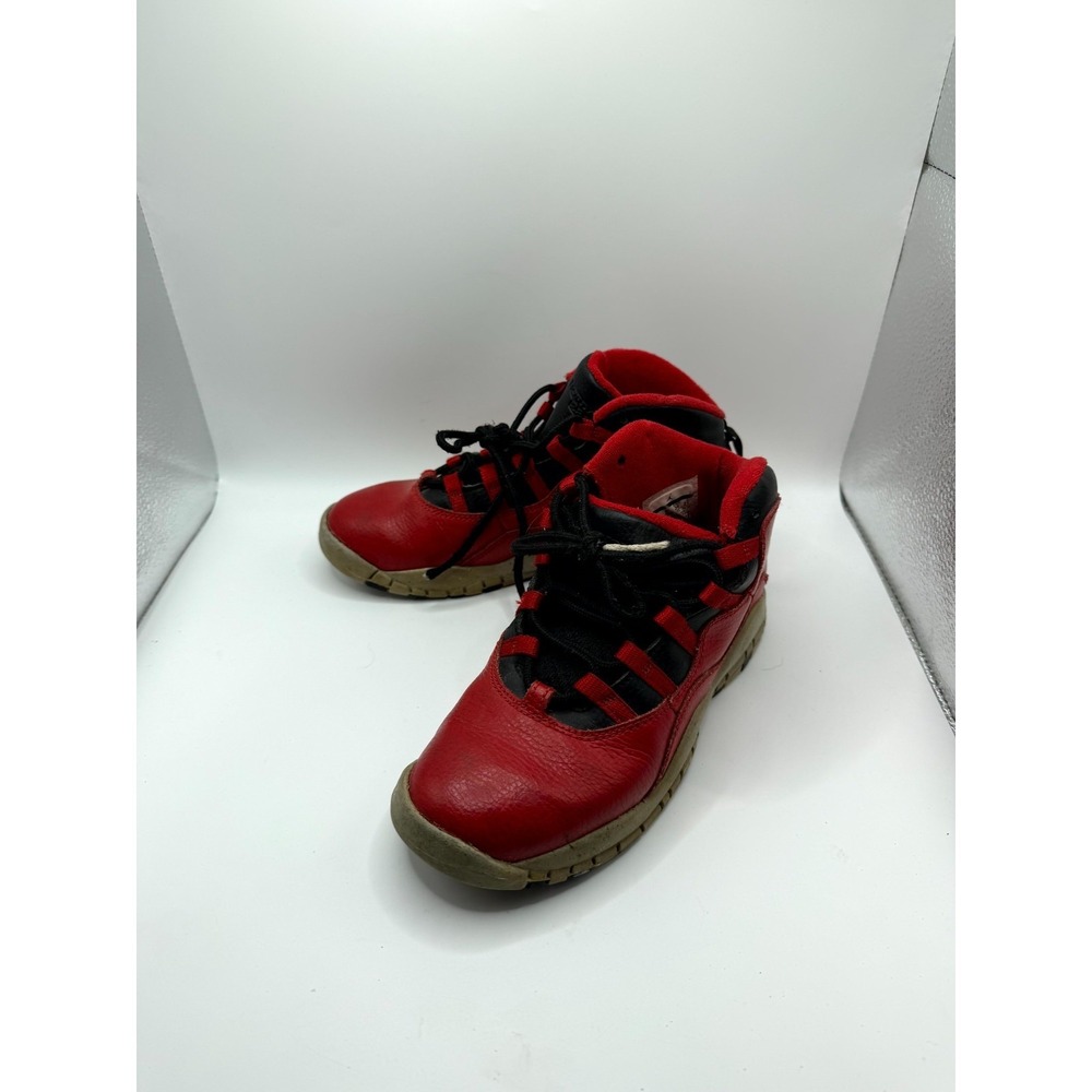 Air Jordan 10 BP Bulls Over Broadway Kids 2.5 Sneaker Gym Red Leather Shoes